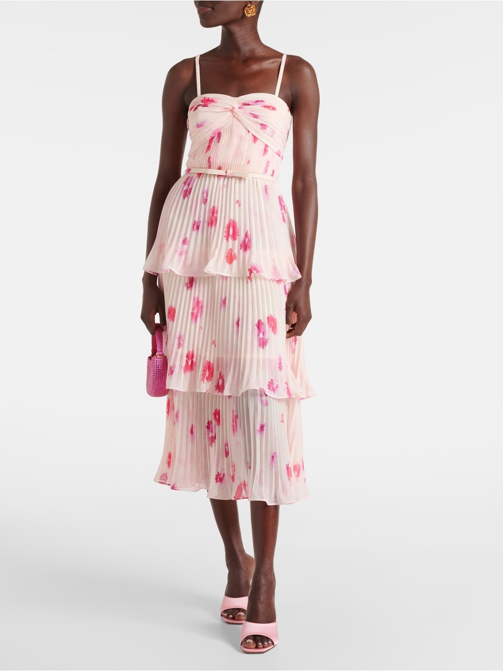Self Portrait Printed Tiered Midi Dress